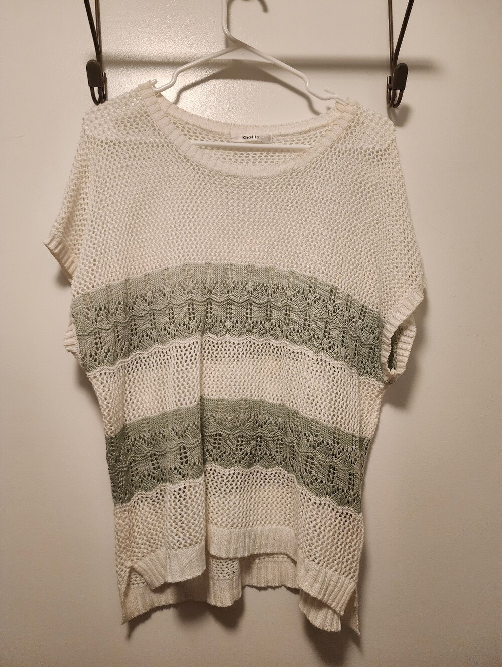 Green and White Blouse